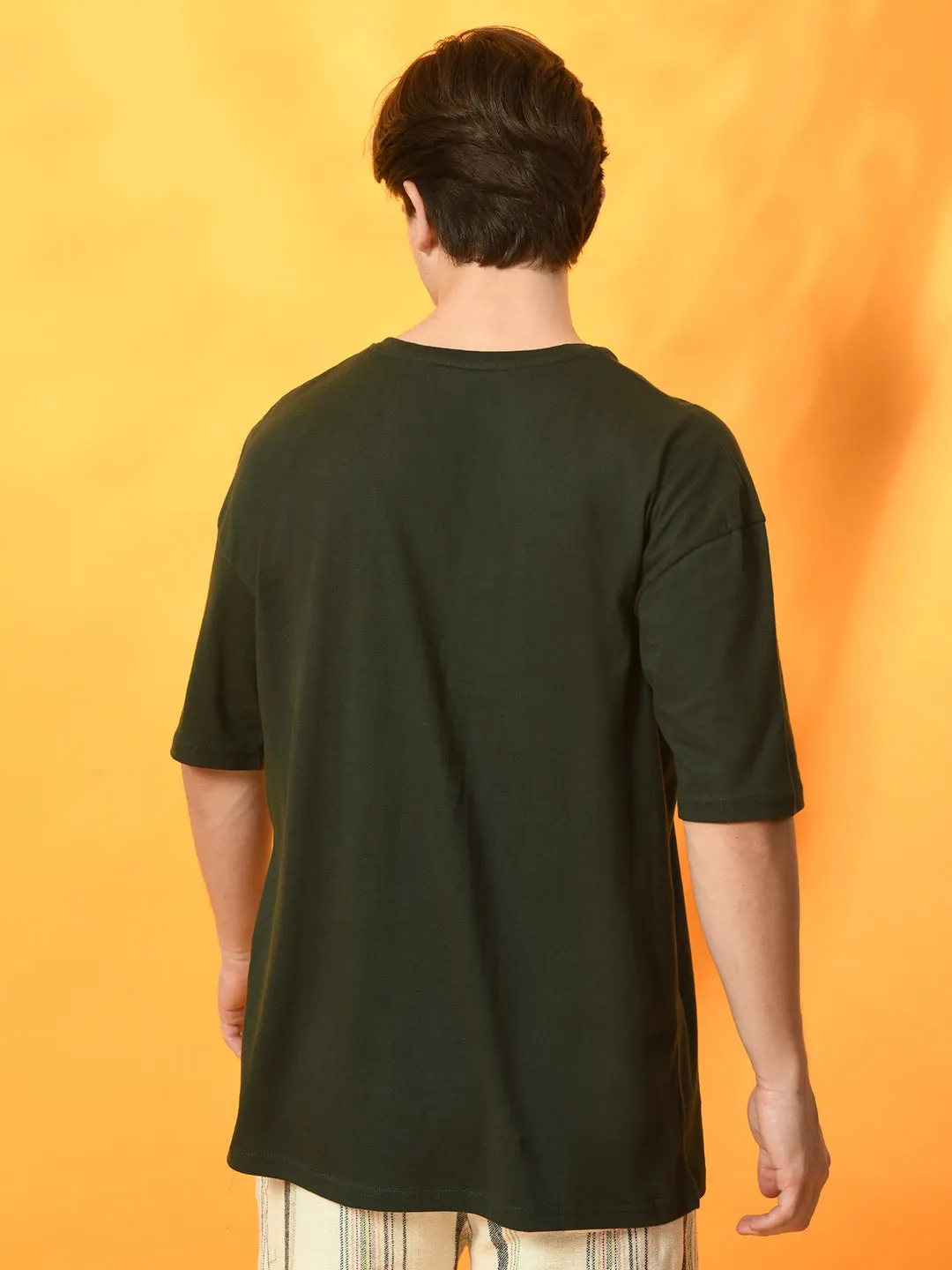 Relaxed Oversized 100% Cotton Solid Tee ?C Green Quick Dry Material Printed design