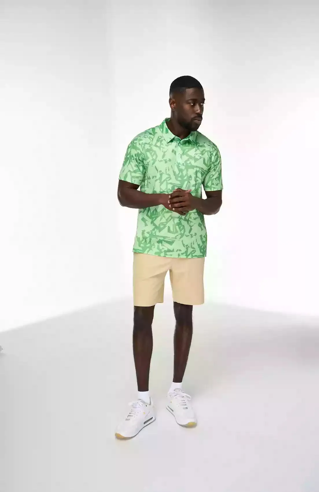 Collar Stay Slots Trendy Colors Shatter Print Signature Golf Polo
