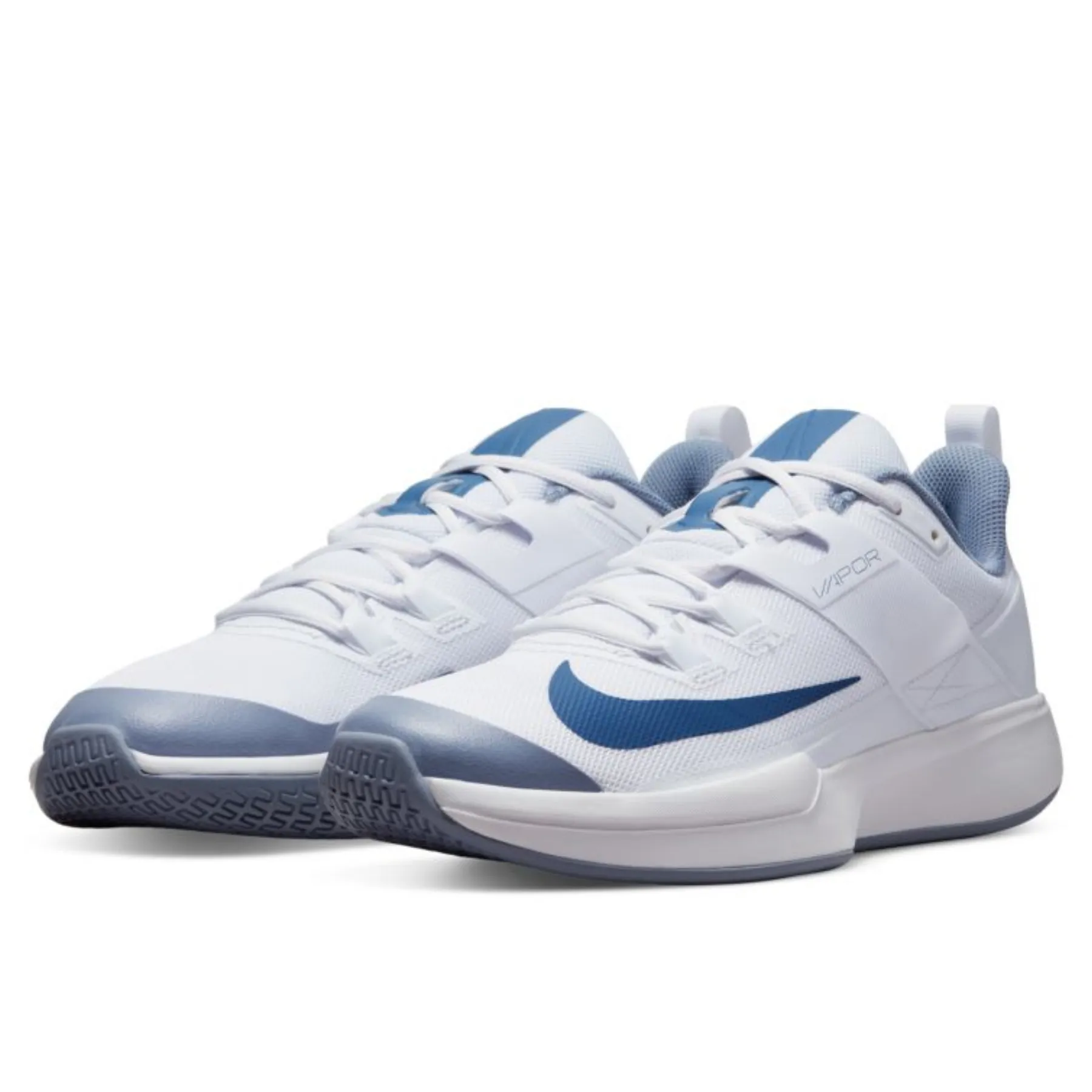Microfiber Lining Hybrid style Nike Court Vapor Lite Mens Hard Court Tennis Shoes - White/Mystic Navy-Ashen Slate