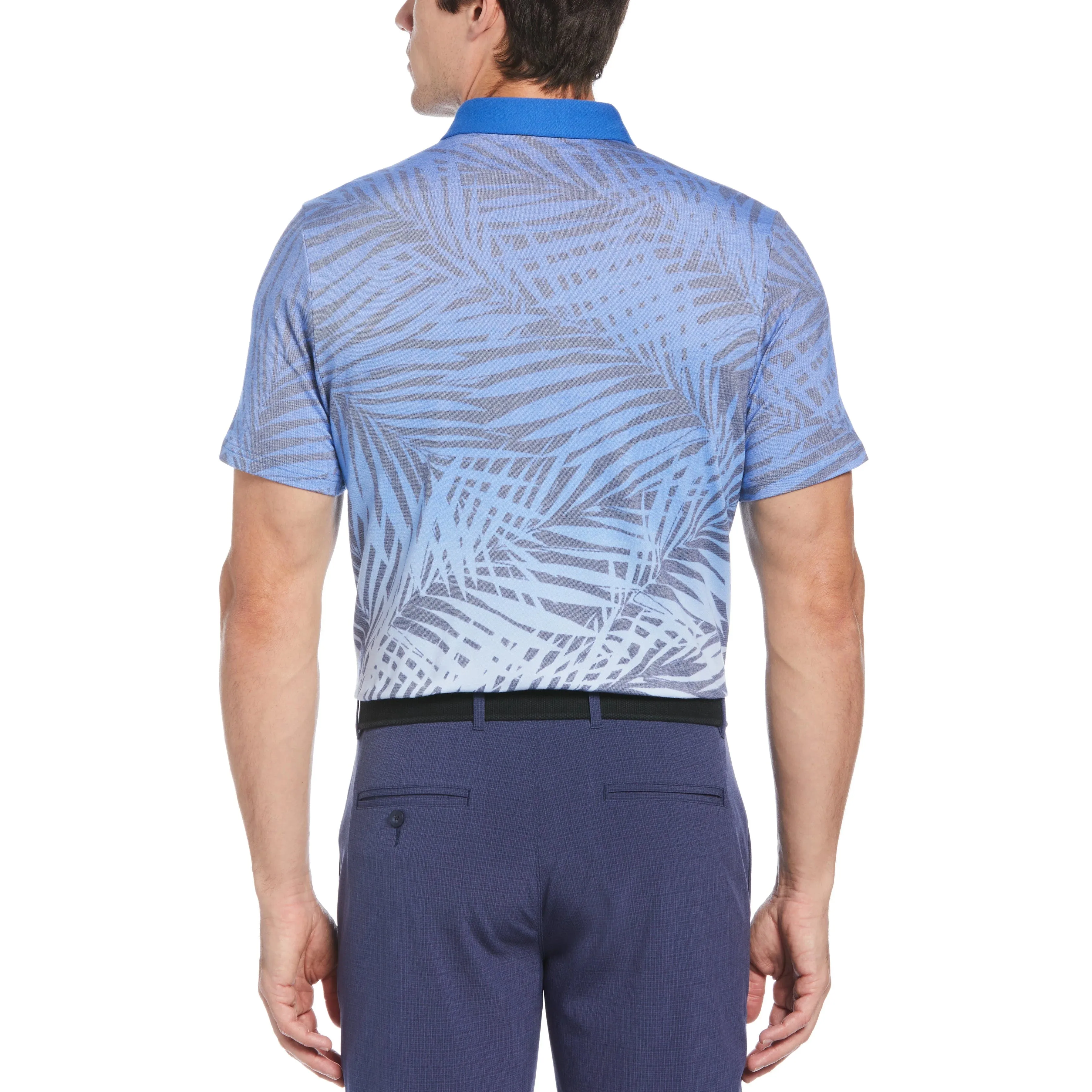 Weekend Brunch Original Penguin Mens Resort Leaf Print Golf Polo Shirt - BLUE TATTOO