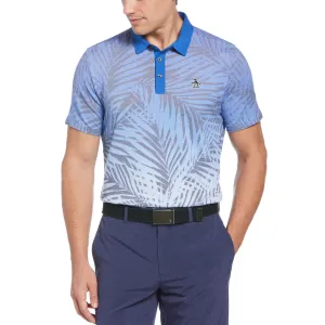 Original Penguin Mens Resort Leaf Print Golf Polo Shirt - BLUE TATTOO Tri Blend Composition