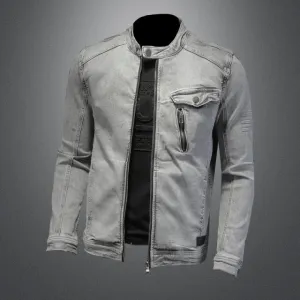 LightweightMaterial West Louis? Moto Biker Streetwear Denim Jacket