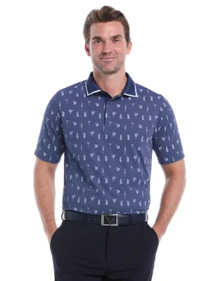 Mens Geo Cocktail Print Golf Polo Fit Comfort