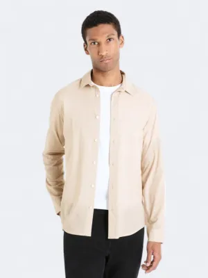 Sophisticated Style Men's Plain Shirts,Light Beige