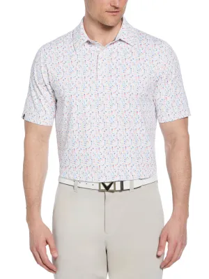 Mens Cocktail Print Polo Luxury Look SoftTouch Collar Lining