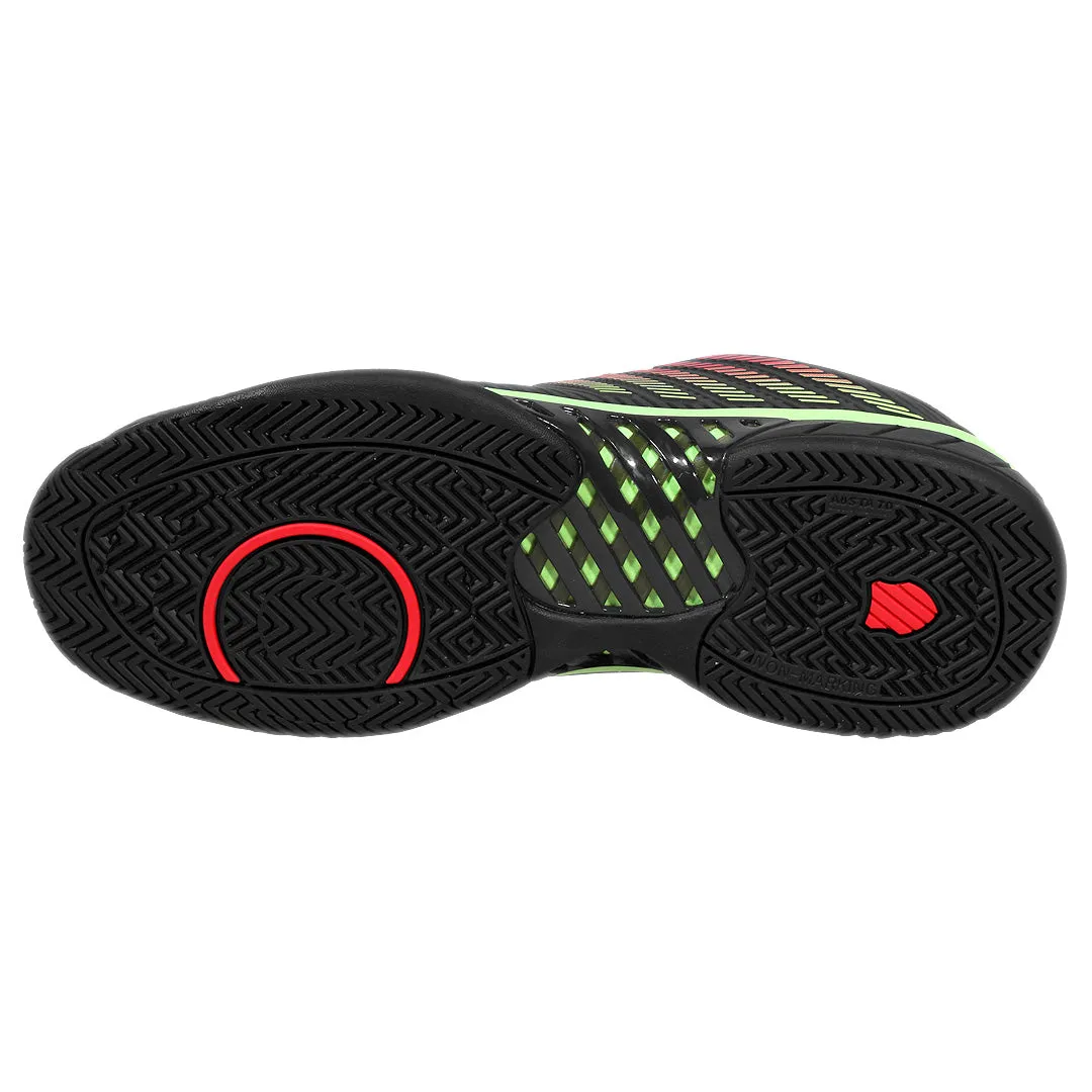 K-Swiss Men's Hypercourt Express 2 - 2E Width - Black/Soft Neon Green Breathable Quarter Panels Ventilated Mesh