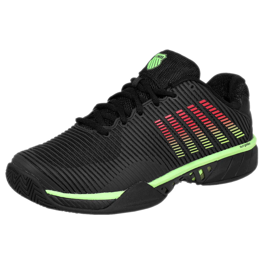 K-Swiss Men's Hypercourt Express 2 - 2E Width - Black/Soft Neon Green Daily Motion Firm Sole