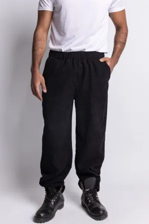 Wide Leg Corduroy Pants - Black Travel Ready Practical Wear