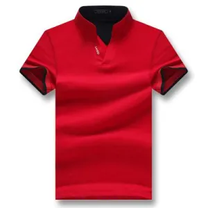 West Louis? Summer Short Sleeved Turn Down Collar Polo Shirt Cotton Blend
