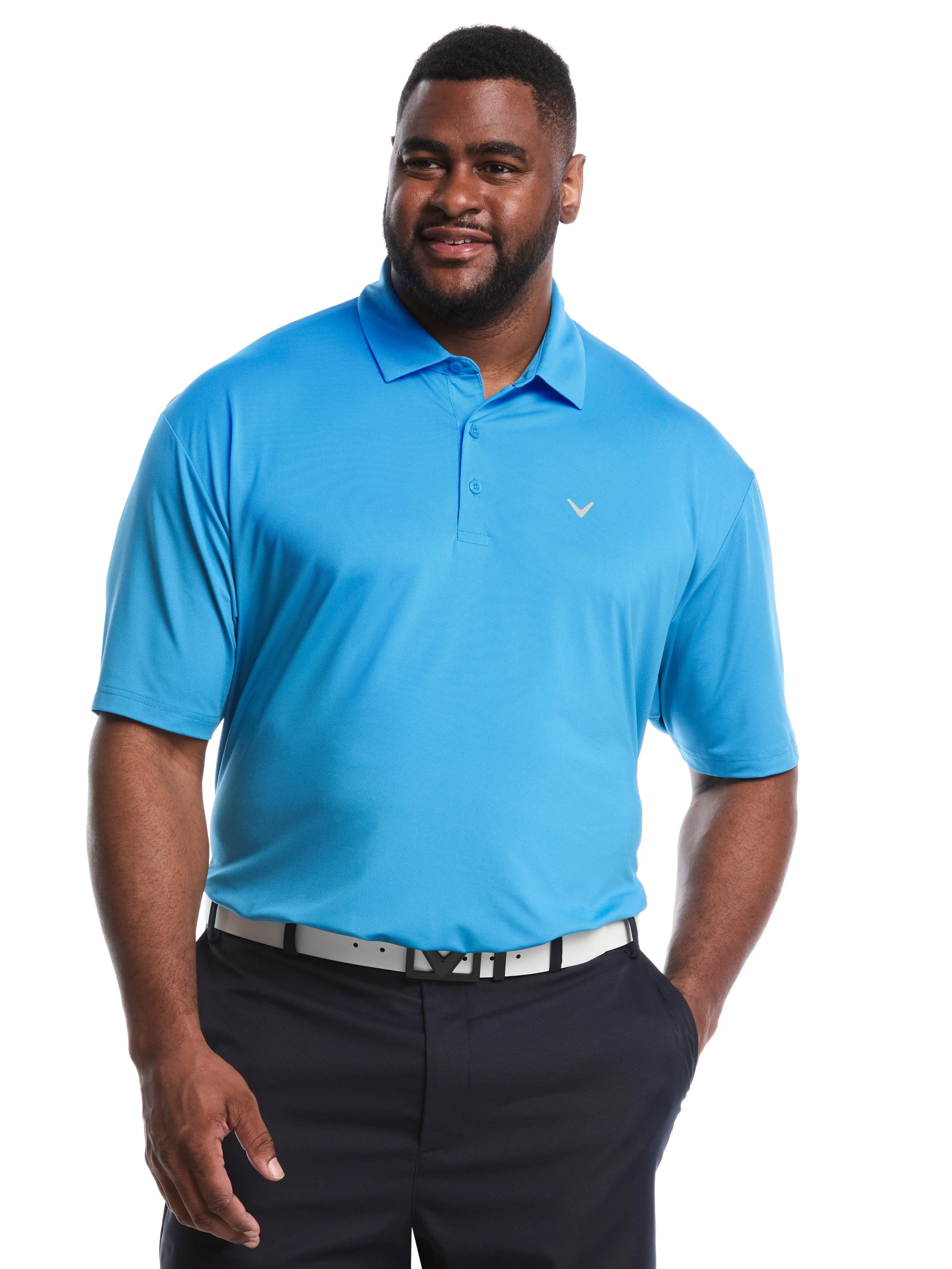 Big & Tall Micro Hex Solid Golf Polo ComfortStretch Collar