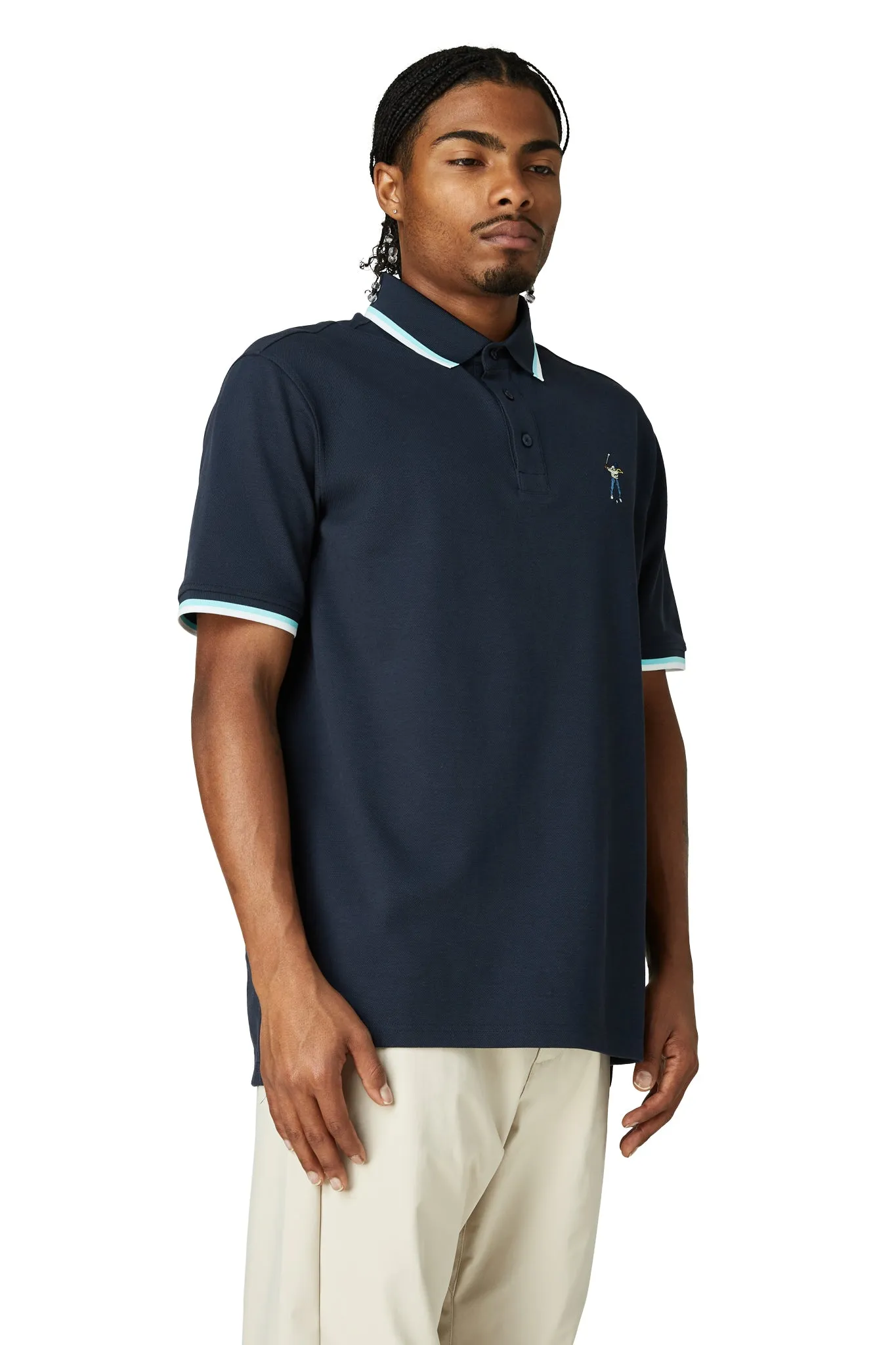 Versa Golf Polo Herringbone Texture Tri Blend Composition