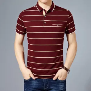 West Louis? Cotton Fashion Striped Polo Curved Hemline Relaxed Layer