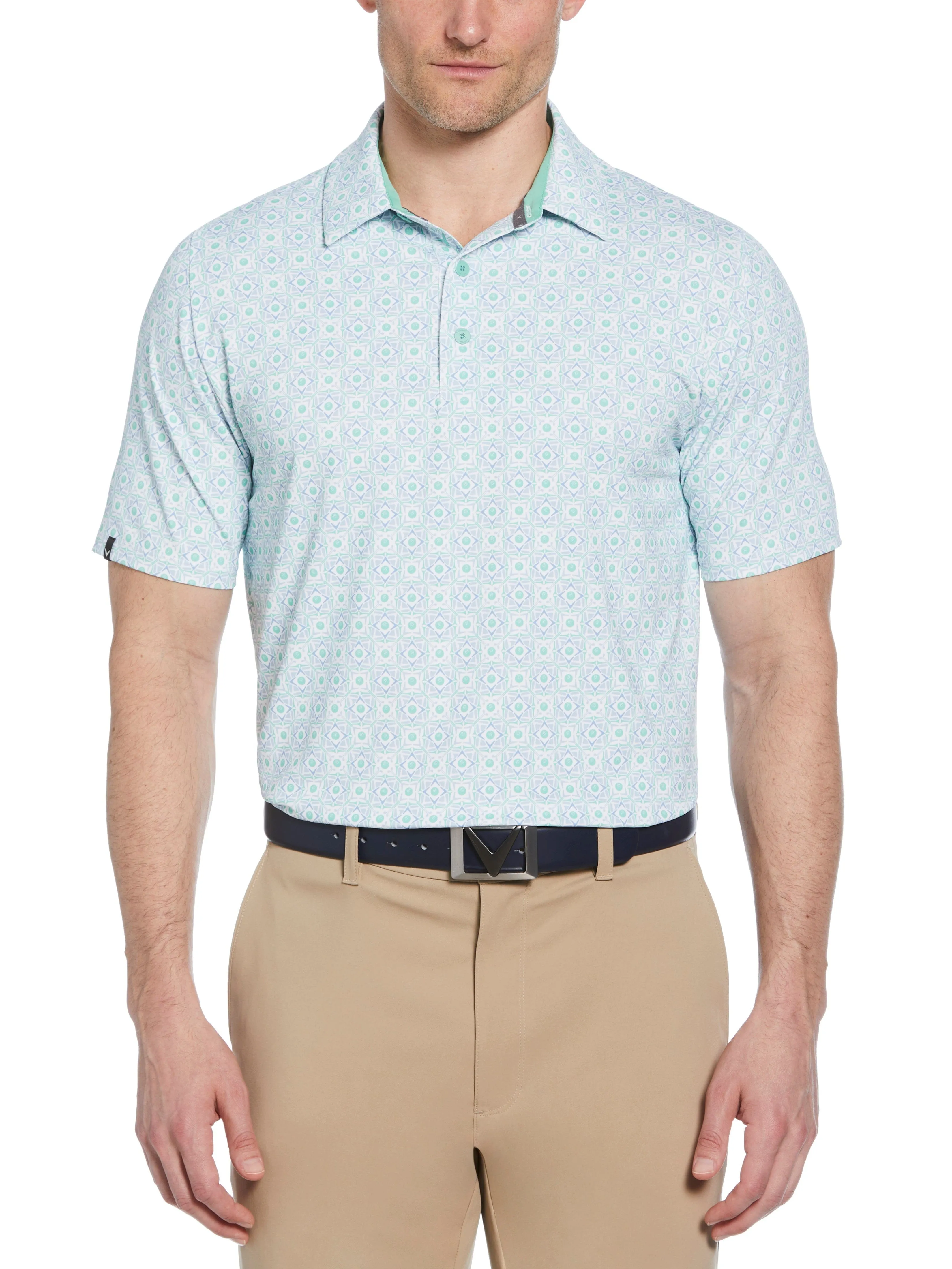 AntiStatic Treatment Flexible Design Mens Foulard Print Golf Polo