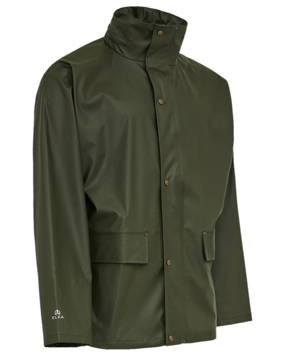 DoubleLayerReinforcement Stretch Fit Elka Mens Dry Zone PU Rain Jacket