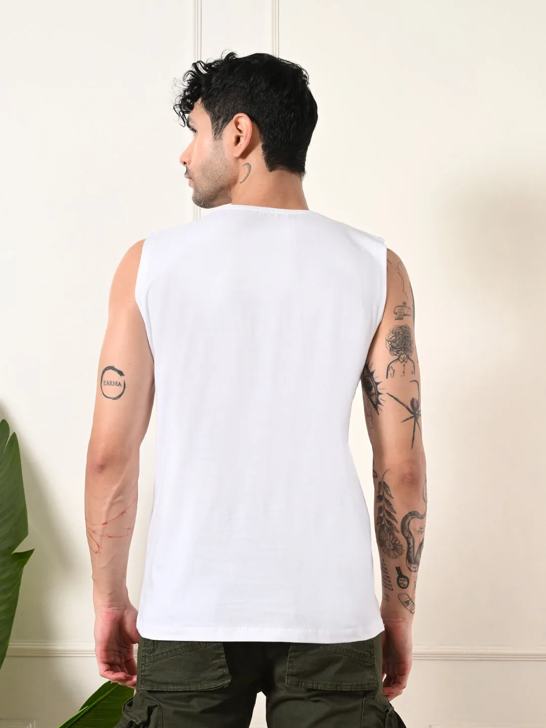 Easy-Wear California Colorful Print Cotton Sando ?C White Hygienic Finish MultiPocket