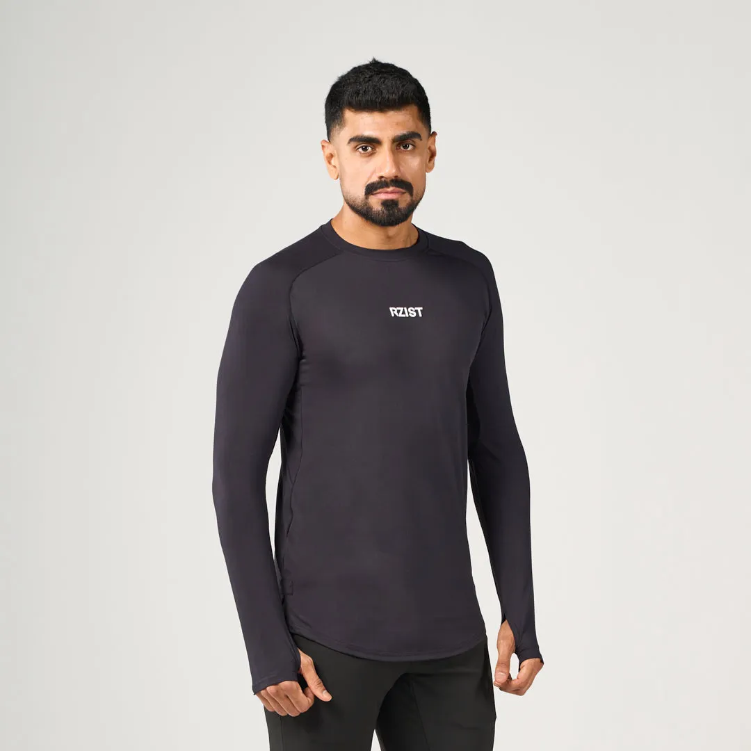 Casual Design Fit Performance Long Sleeves Tee - Black