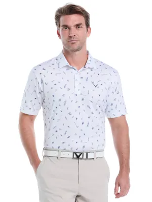 Comfy Comfort Mens Short Sleeve All Over Tee Time Print Polo