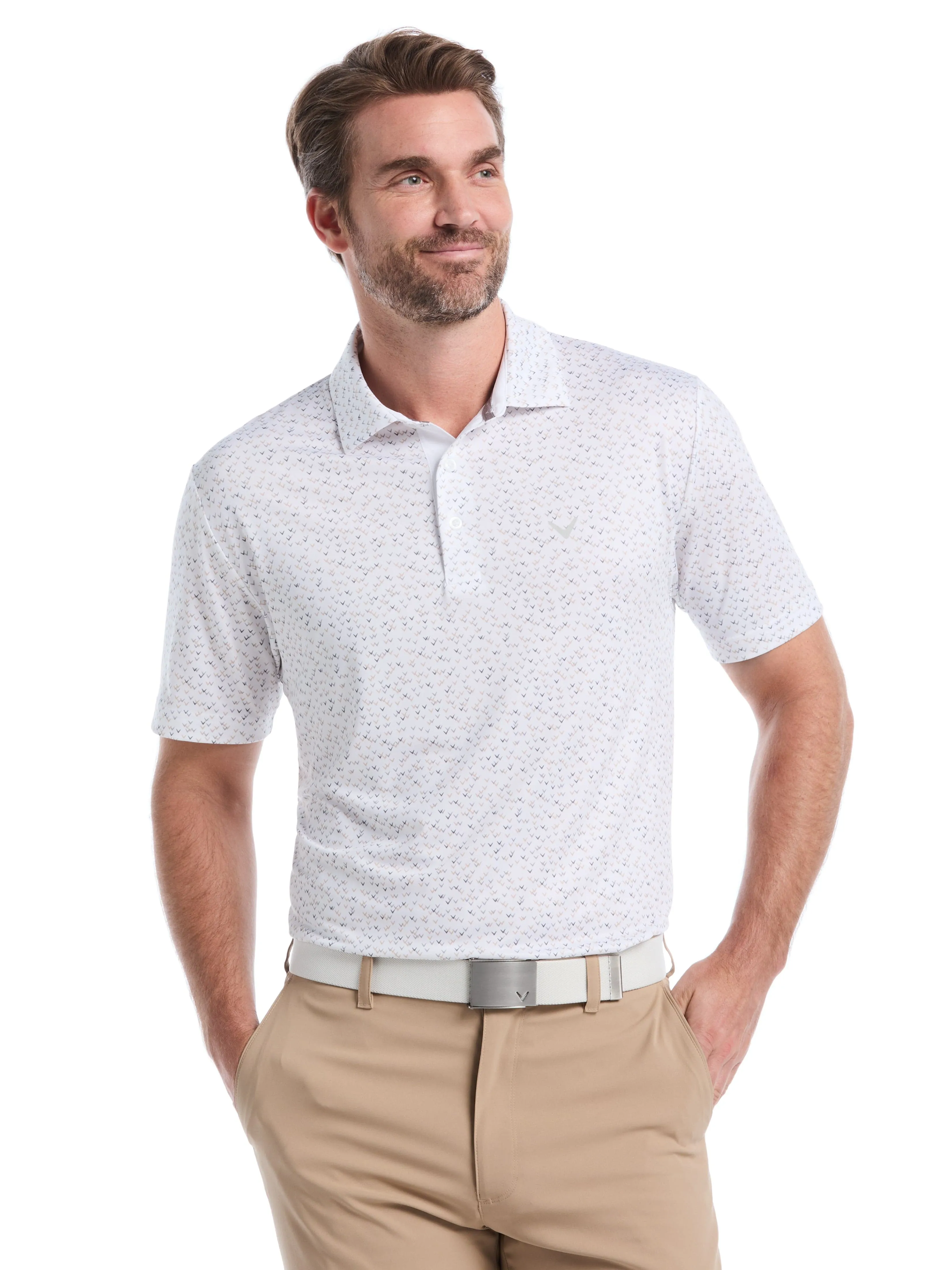 Mens Confetti Chevron All Over Polo SingleJersey Knit