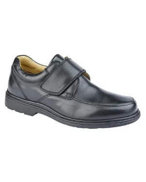 Roamers Mens Extra Wide Touch Fastening Leather Shoes Pilates Cool