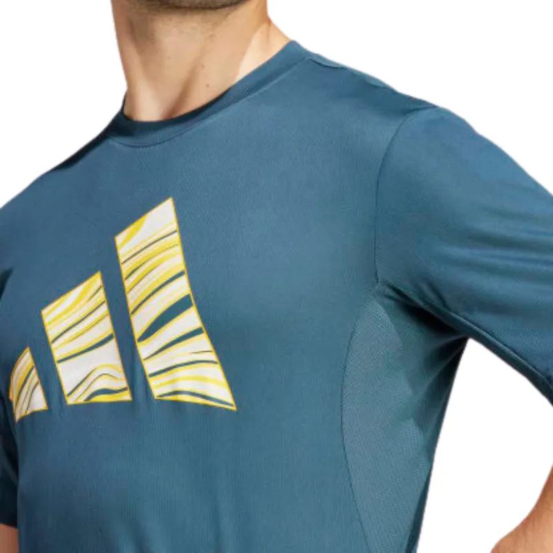 Breathable mesh Comfort Style Adidas Hiit Graphic Slogan Men Training Tennis T-Shirt - Arctic Night
