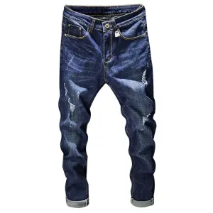 Daily Fashion General Fit West Louis? Distressed Ripped Dark Blue Denim Jeans