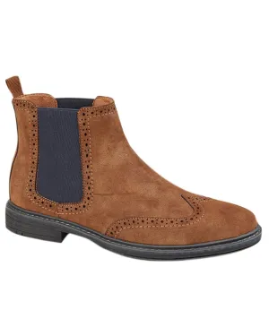 Goor Mens Twin Gusset Brogue Ankle Boots Korean Trend Indoor