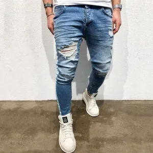 West Louis? Destroyed Knee Hole Side Zipper Jeans Beach Day Minimalist Style Youth Style