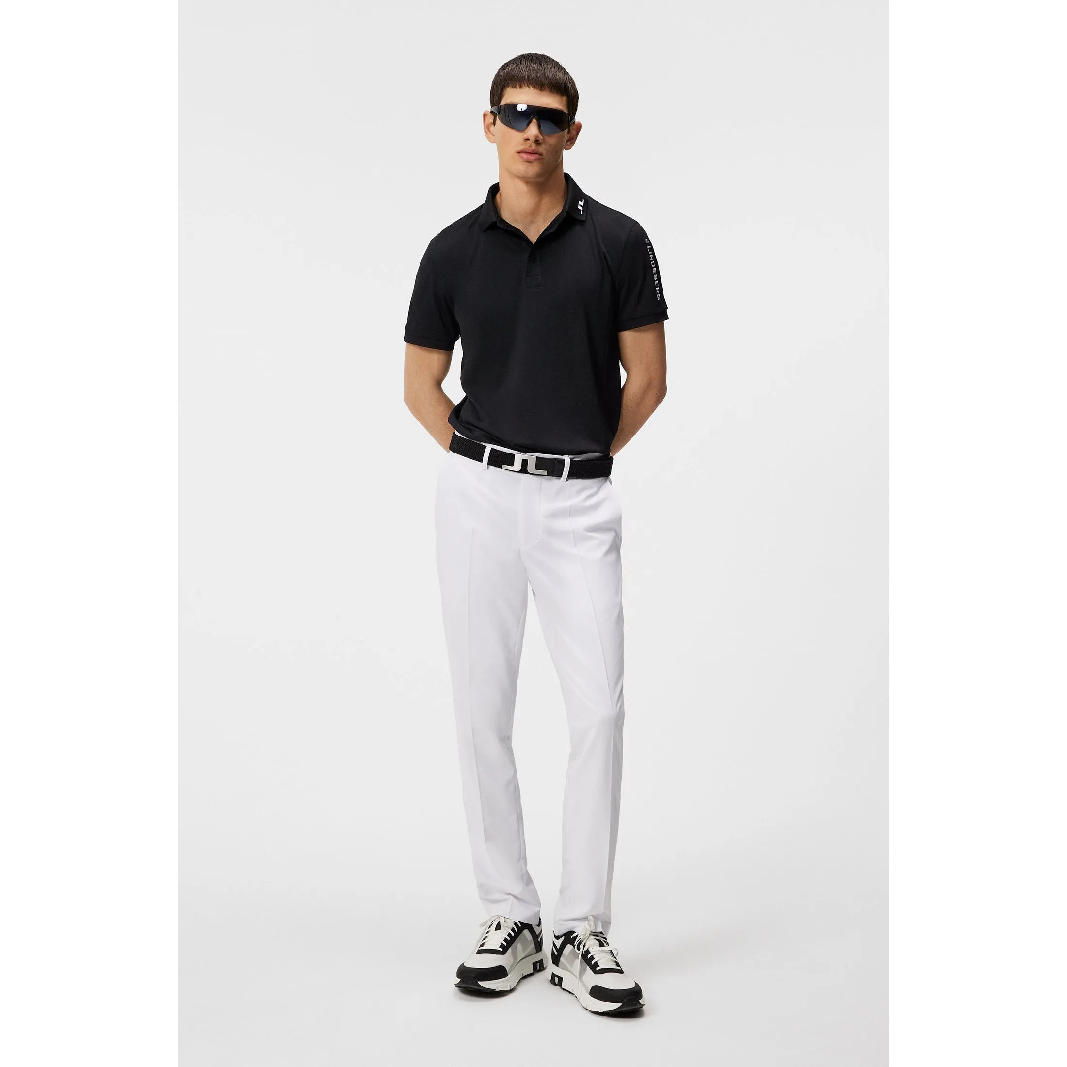 J.Lindeberg Tour Tech Regular Fit Golf Polo Shirt - Black Breathable Style Essential Comfort