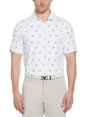 MoistureManagement System Mens All Over Birdie Print Polo