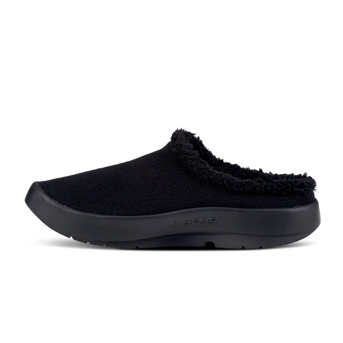 Men's Oofos Oocoozie Mule in Black Good Traction