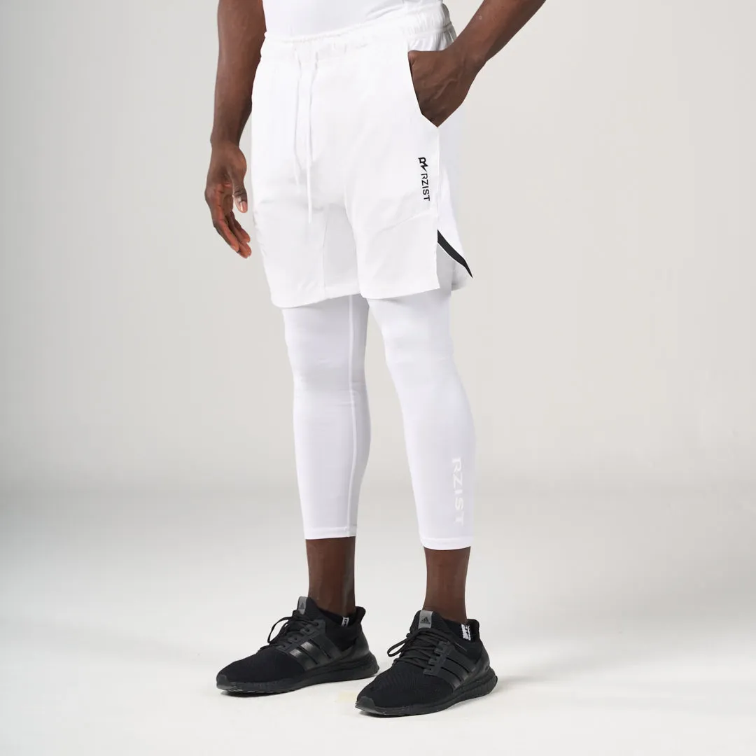 ?2 in 1 Long Inner Shorts - White high waisted Relaxed Vibe