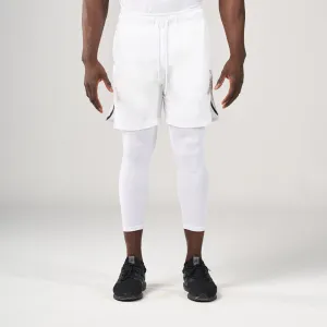 Fitness Look Elastic Fit ?2 in 1 Long Inner Shorts - White