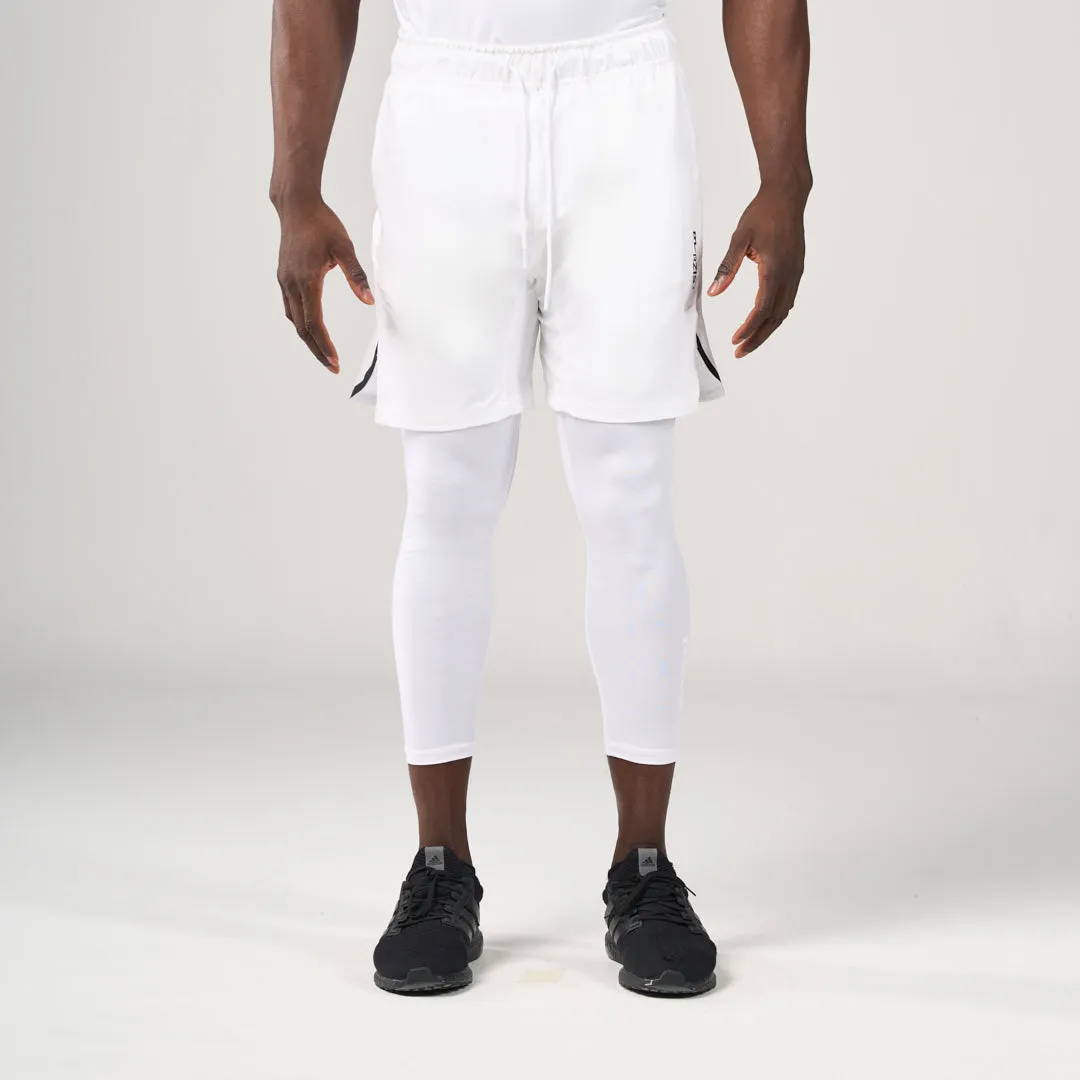 Fitness Look Elastic Fit ?2 in 1 Long Inner Shorts - White