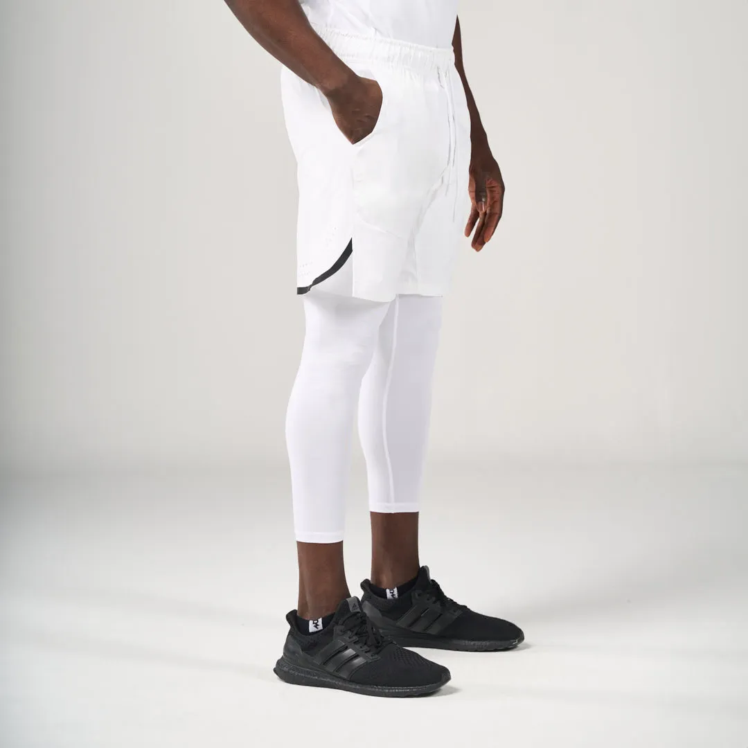 ?2 in 1 Long Inner Shorts - White Casual Fit Design Relaxed Fit Design