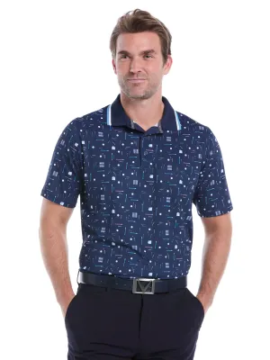 Mens Golf Collection Print Golf Polo Shirt Soft Jersey Fabric