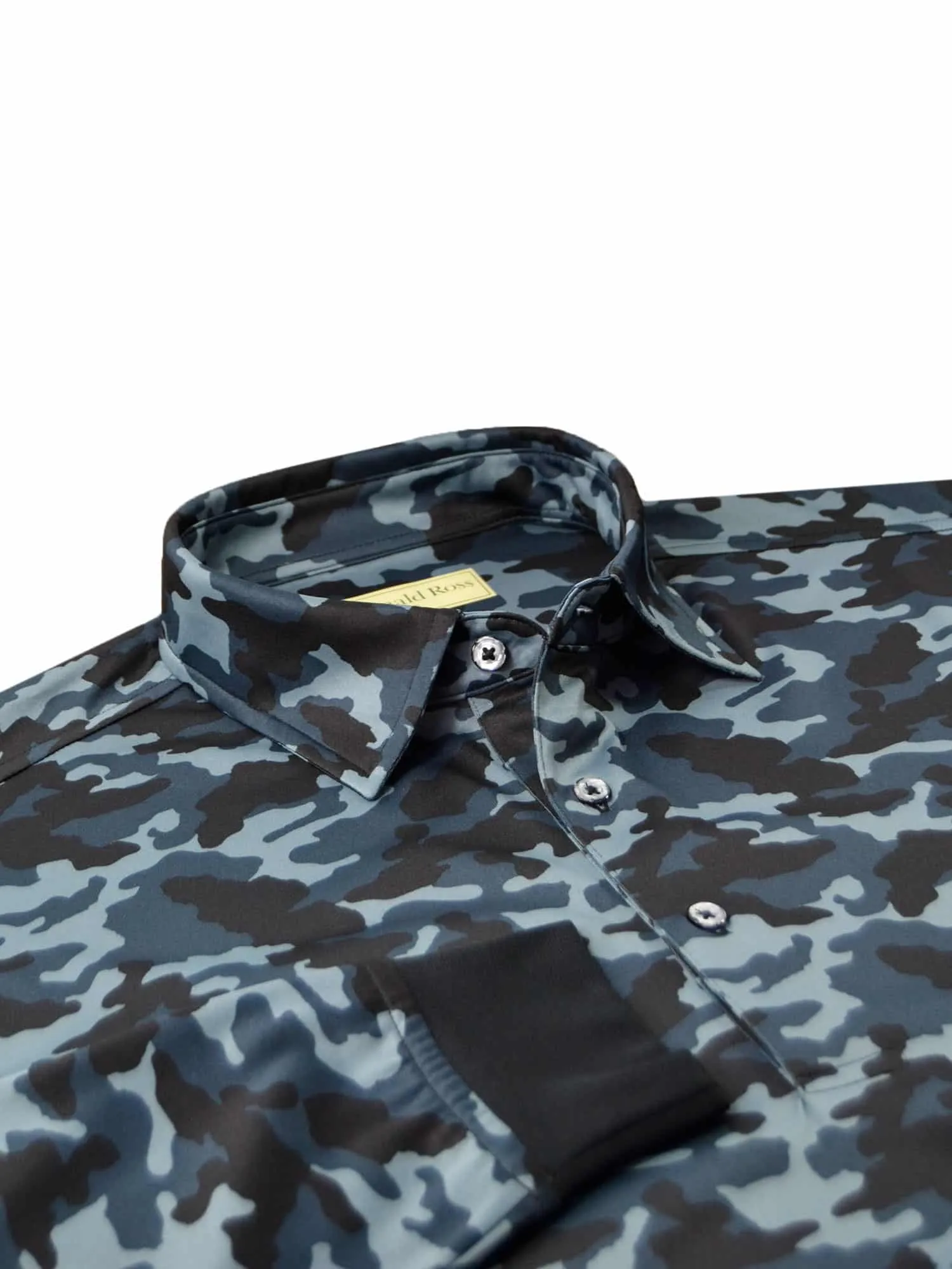 Comfort Style Donald Ross Mens Long Sleeve Tonal Camo Print Jersey - BLACK