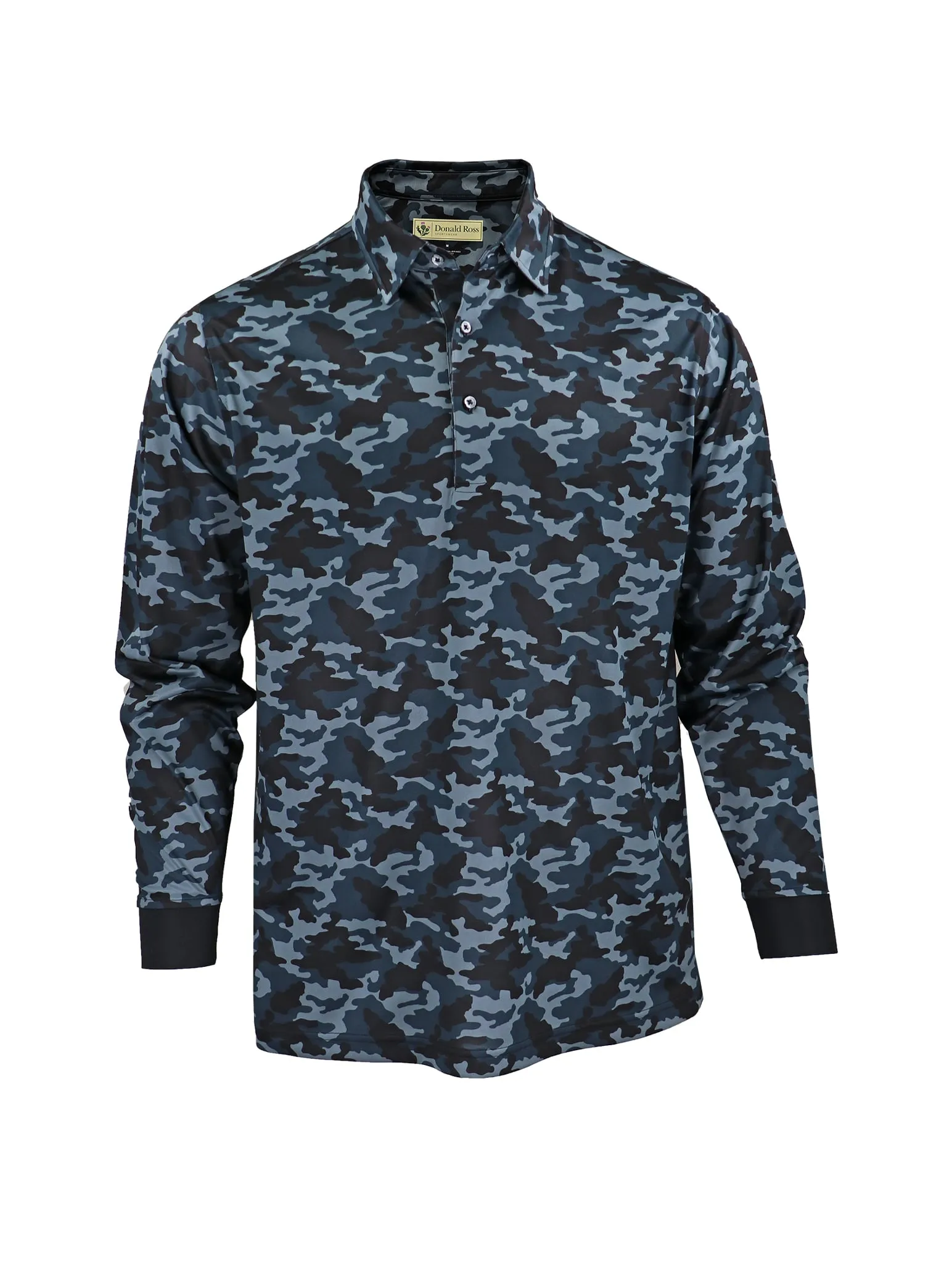 Donald Ross Mens Long Sleeve Tonal Camo Print Jersey - BLACK quick dry Sun Protection UPF 50