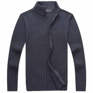 Effortless Style West Louis? Casual Style Stand Collar Whole Cotton Sweater