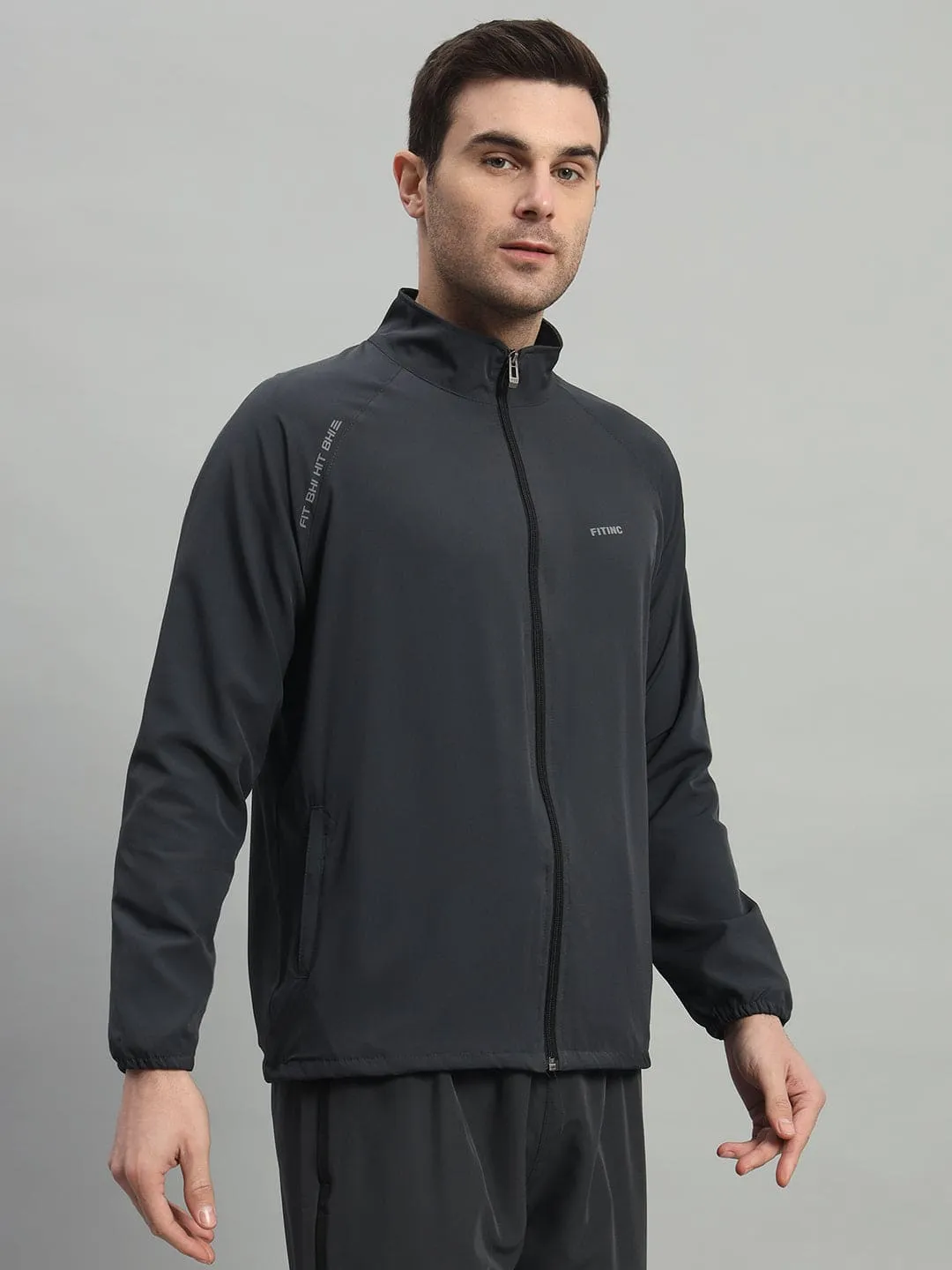 Track Performance Jacket - Dark Grey Trend Glow Stretchable Fabric