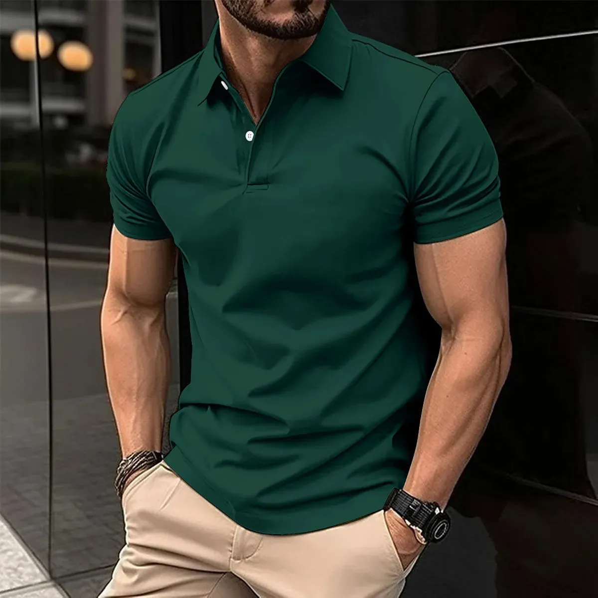 West Louis? Turn Down Collar Comfort Polo Shirt Classic Collar
