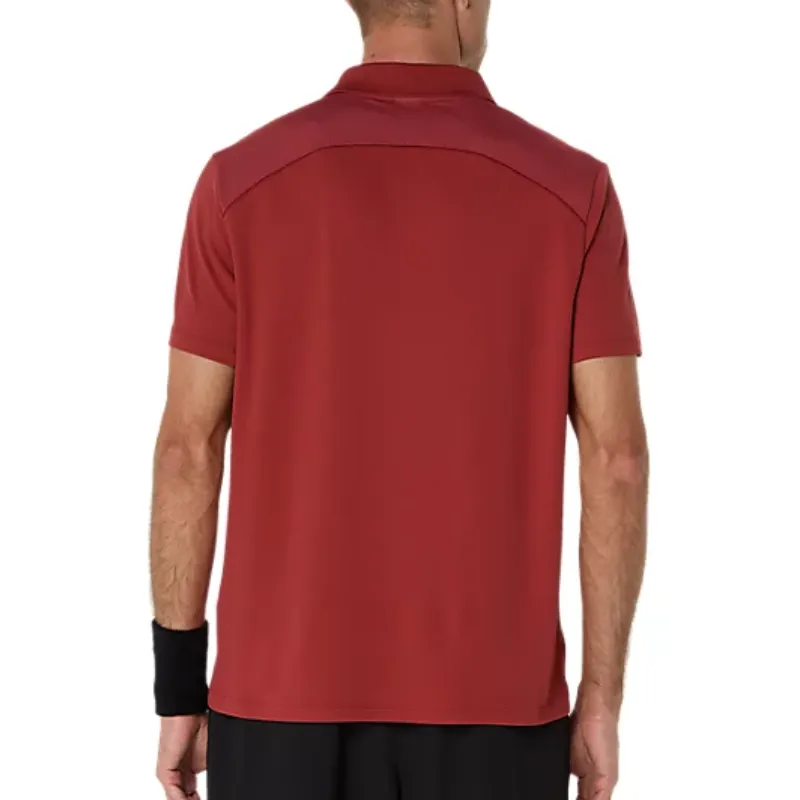 Stretchable Weave Timeless casual wear Asics Court Polo Mens Top - Burnt Red