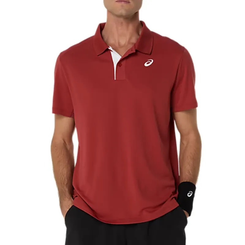 Asics Court Polo Mens Top - Burnt Red Soft and durable