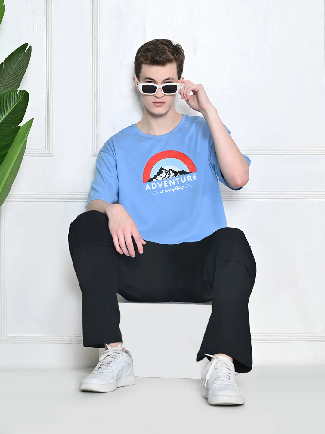 Sleek Look Lightweight Wear Everyday 100% Cotton Adventure T-shirt ?C Sky Blue