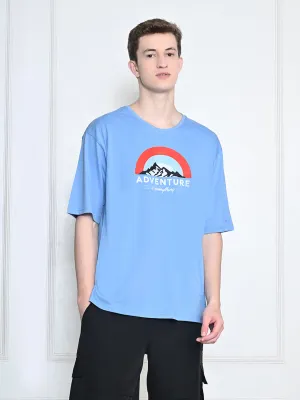 Sleek Waistband Everyday 100% Cotton Adventure T-shirt ?C Sky Blue