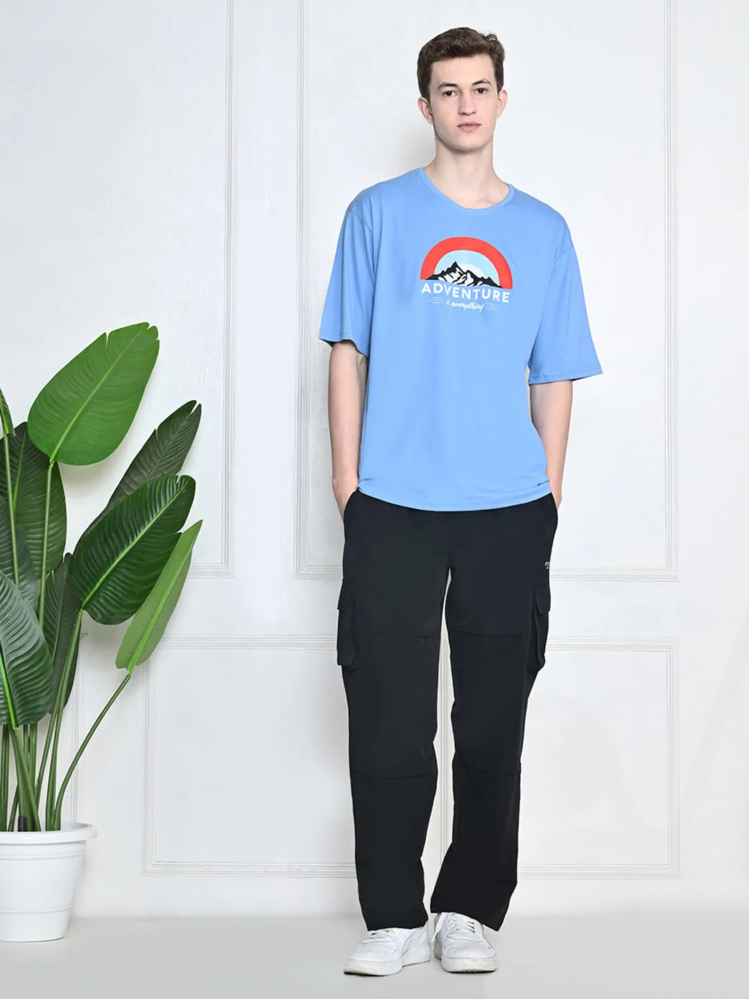 Everyday 100% Cotton Adventure T-shirt ?C Sky Blue Cozy Fit Wear Breathable Cotton Fabric