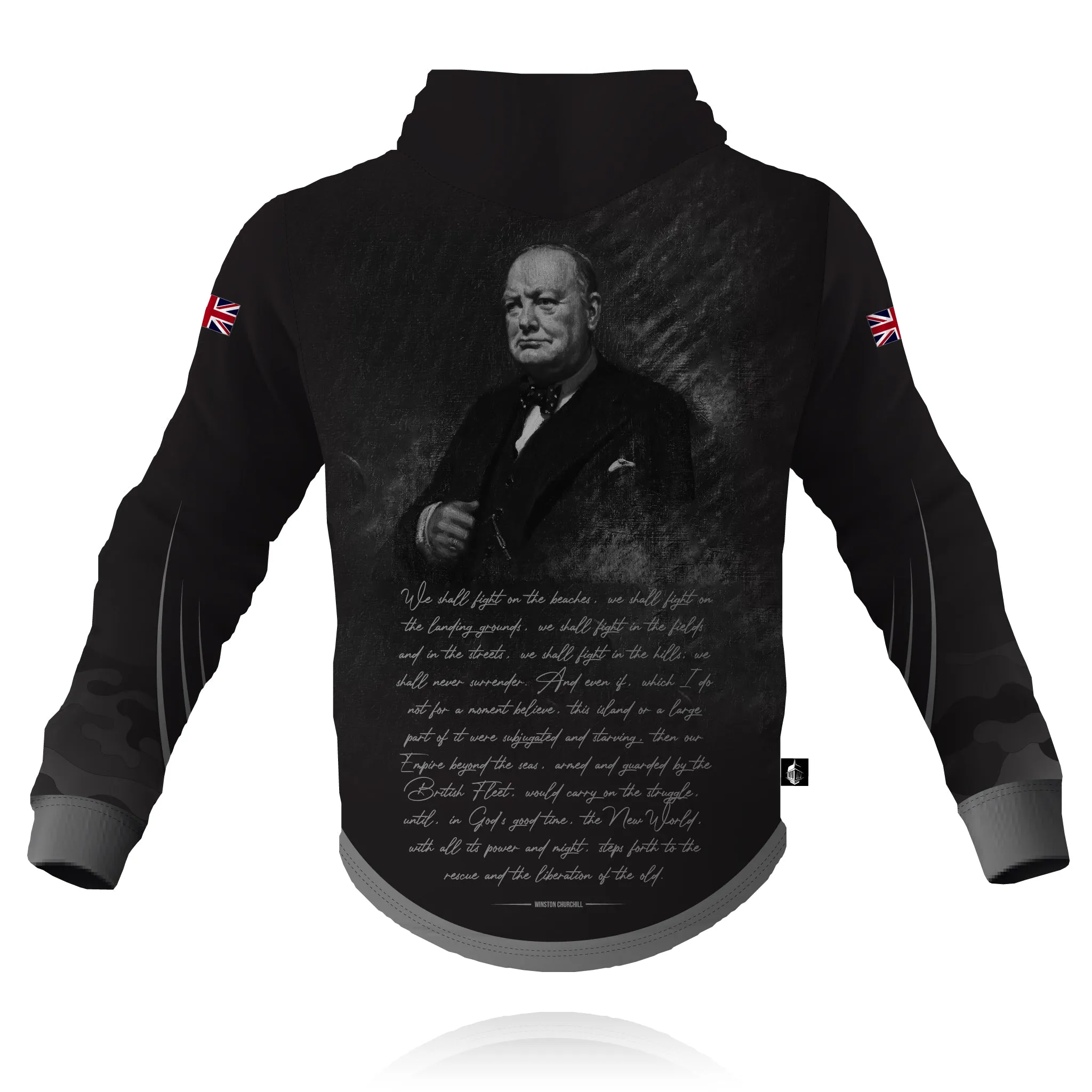 Functional Design Weekend Wear Winston Churchill "We Shall Fight on the Beaches"?- Full Zip Tech Hoodie