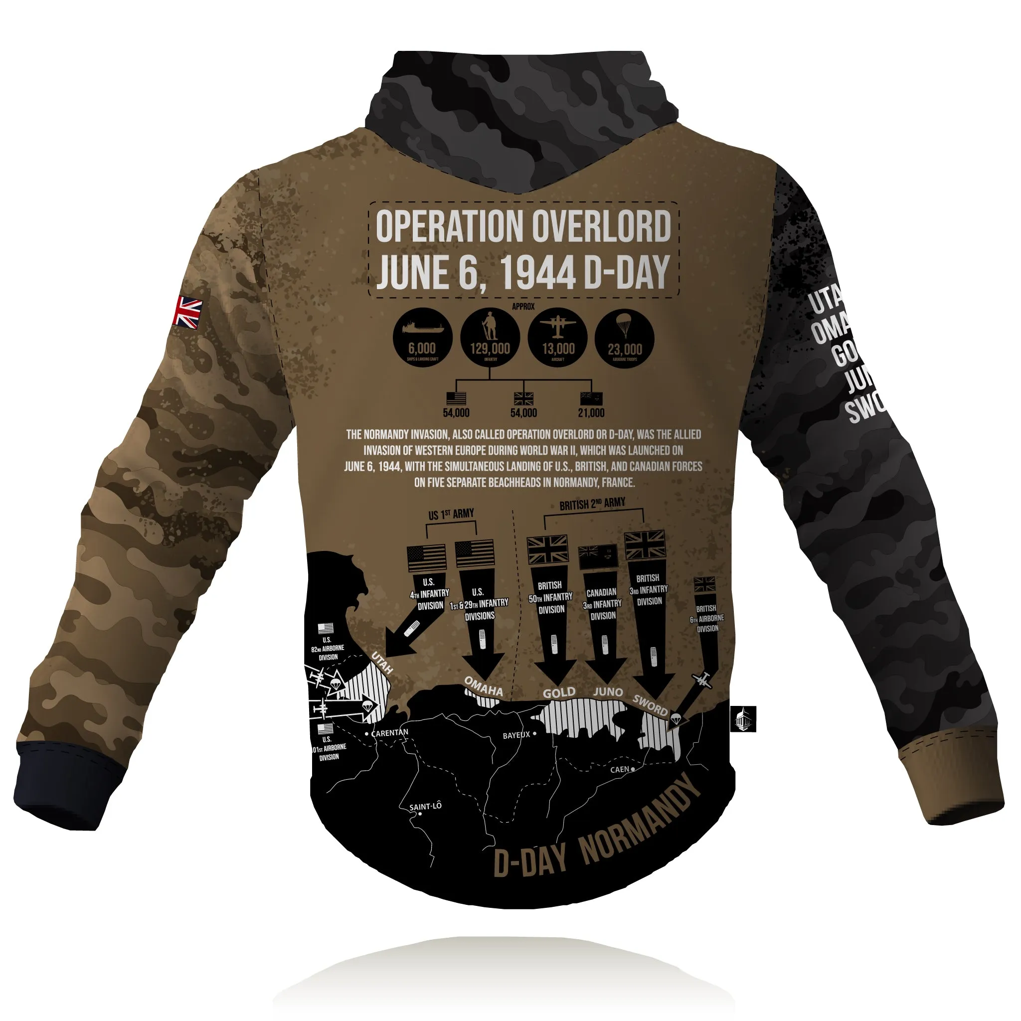 Essential Active Honour Our Armed Forces D-Day - Operation Overlord - Tech Hoodie (CLEARANCE)