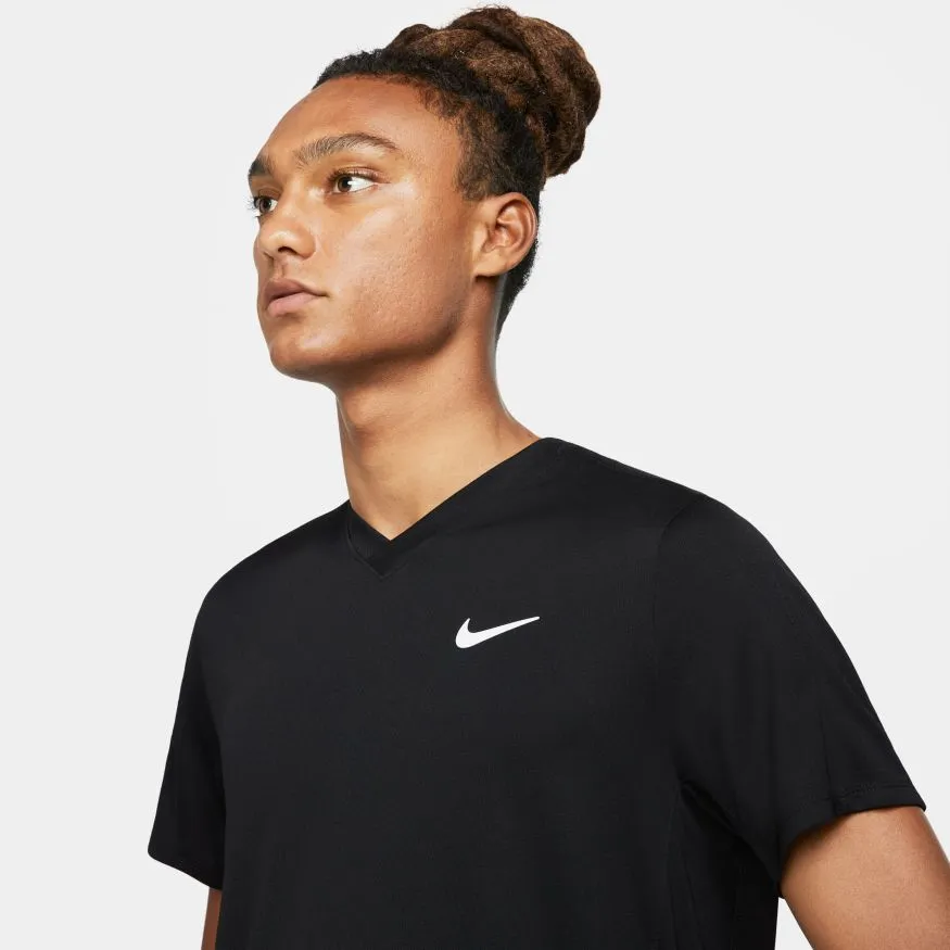Classic Outfit Style Sporty Layer Look Nike Court DriFit Victory Top - Black/White