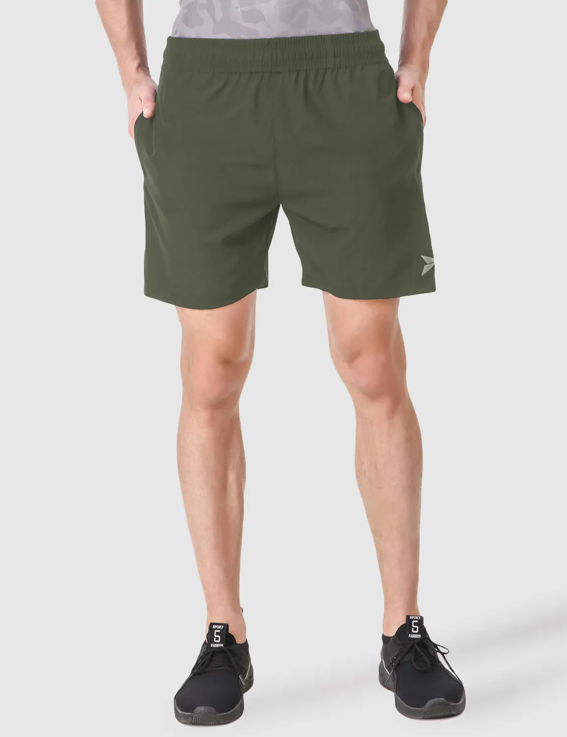 Versatile Comfort Shorts with Smart Pockets ?C Olive Flexible Stretch Waist Sport Wear