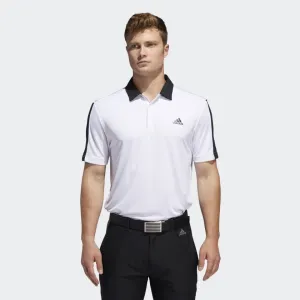 Breathable Flex adidas Mens Bold Branded Polo Shirt - WHITE/BLACK